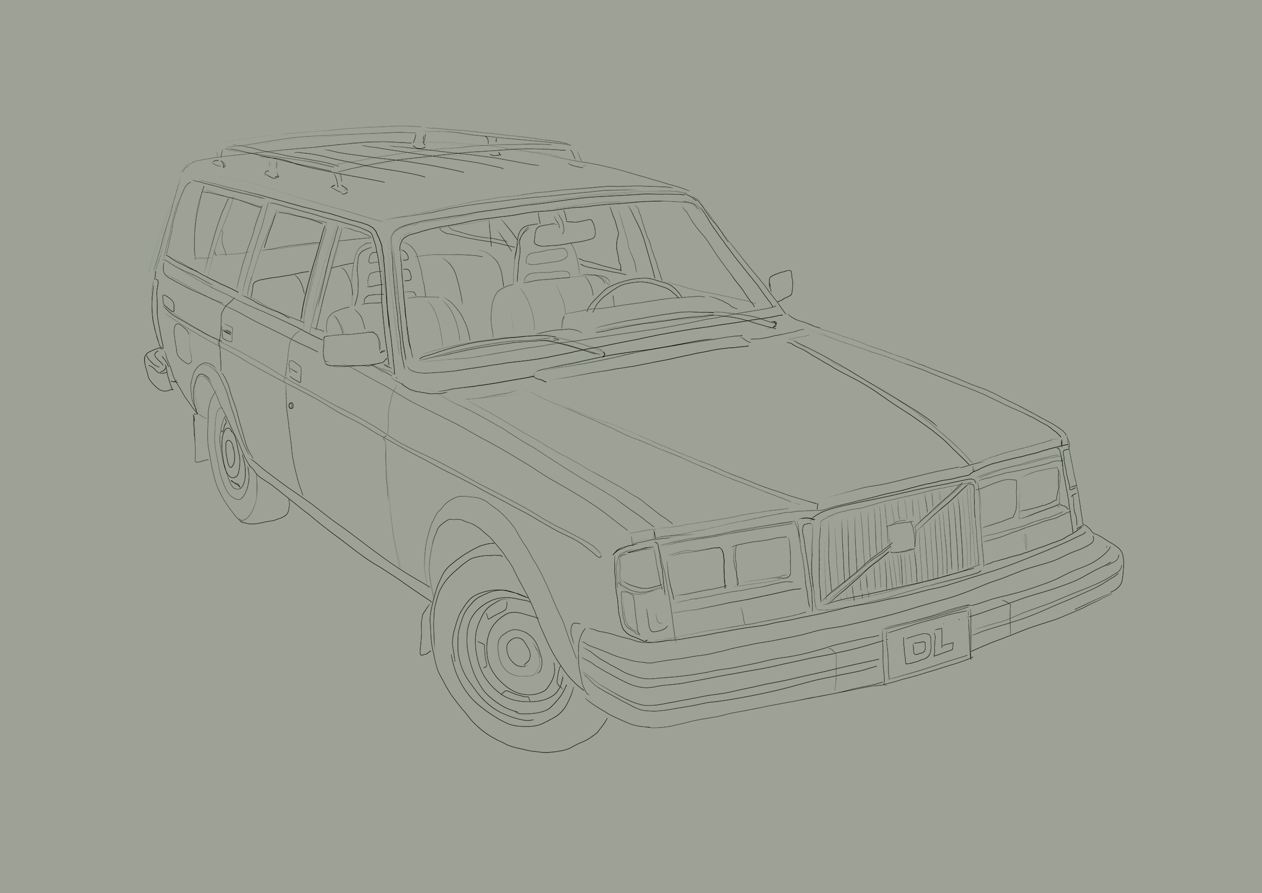 Volvo 245 DL Station Wagon digital painting phase 01