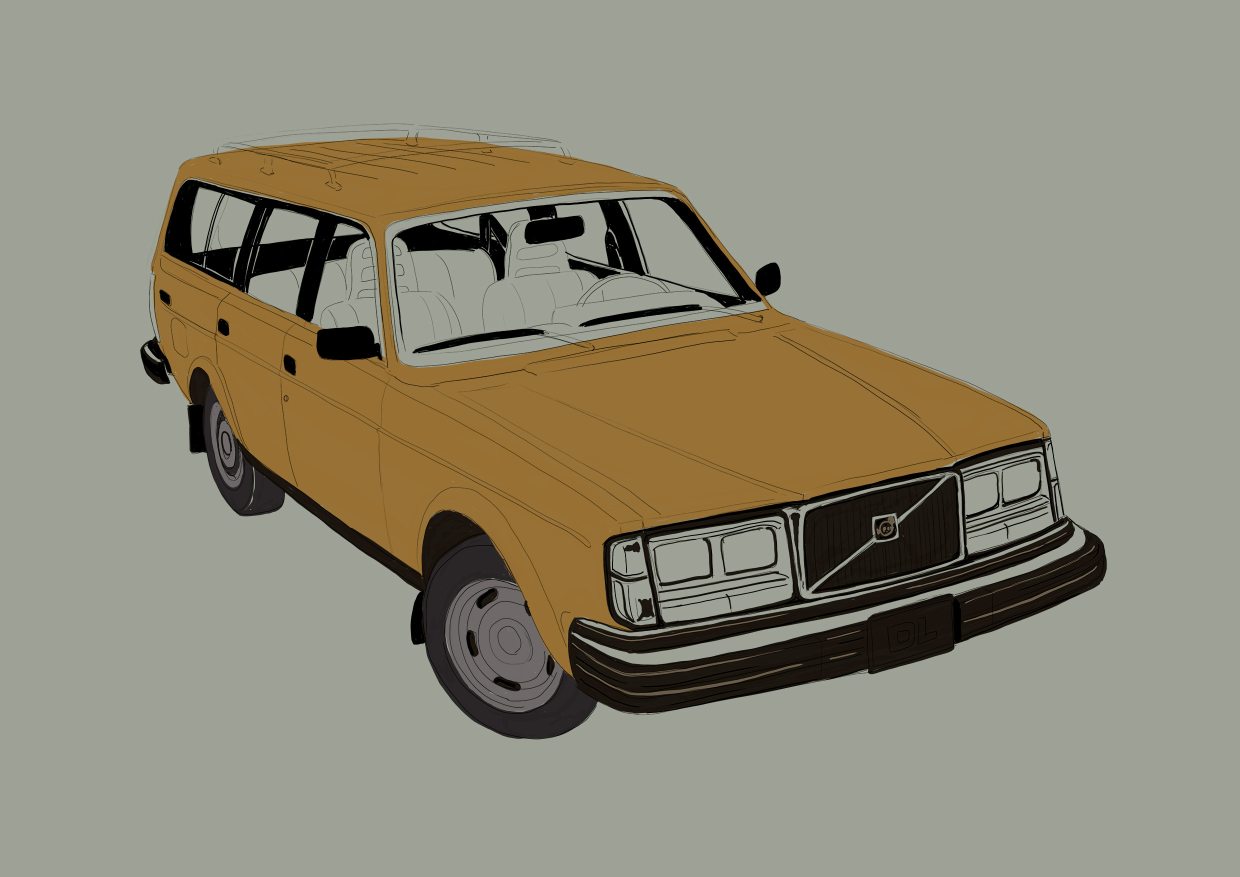 Volvo 245 DL Station Wagon digital painting phase 03