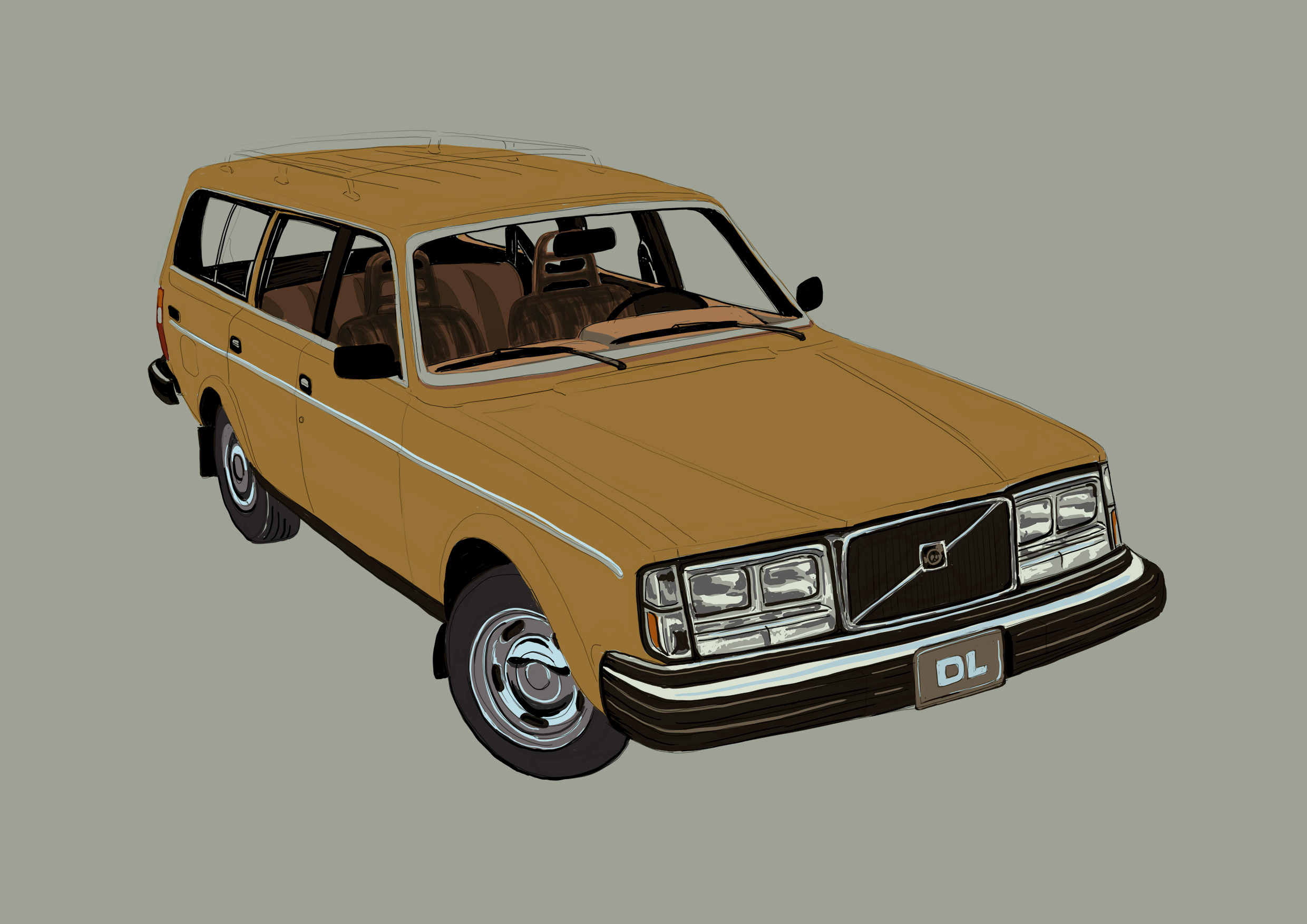 Volvo 245 DL Station Wagon digital painting phase 04