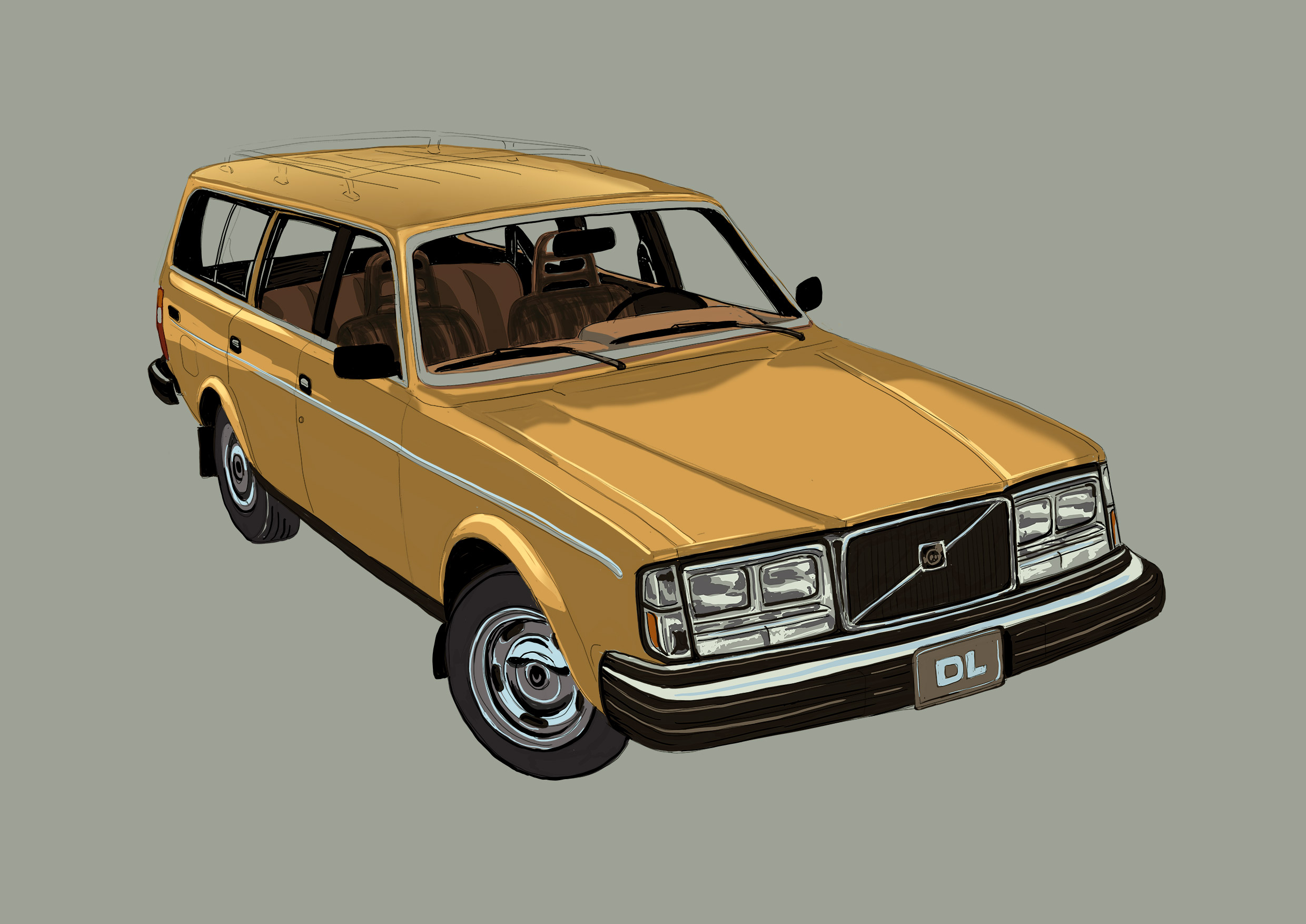 Volvo 245 DL Station Wagon digital painting phase 05