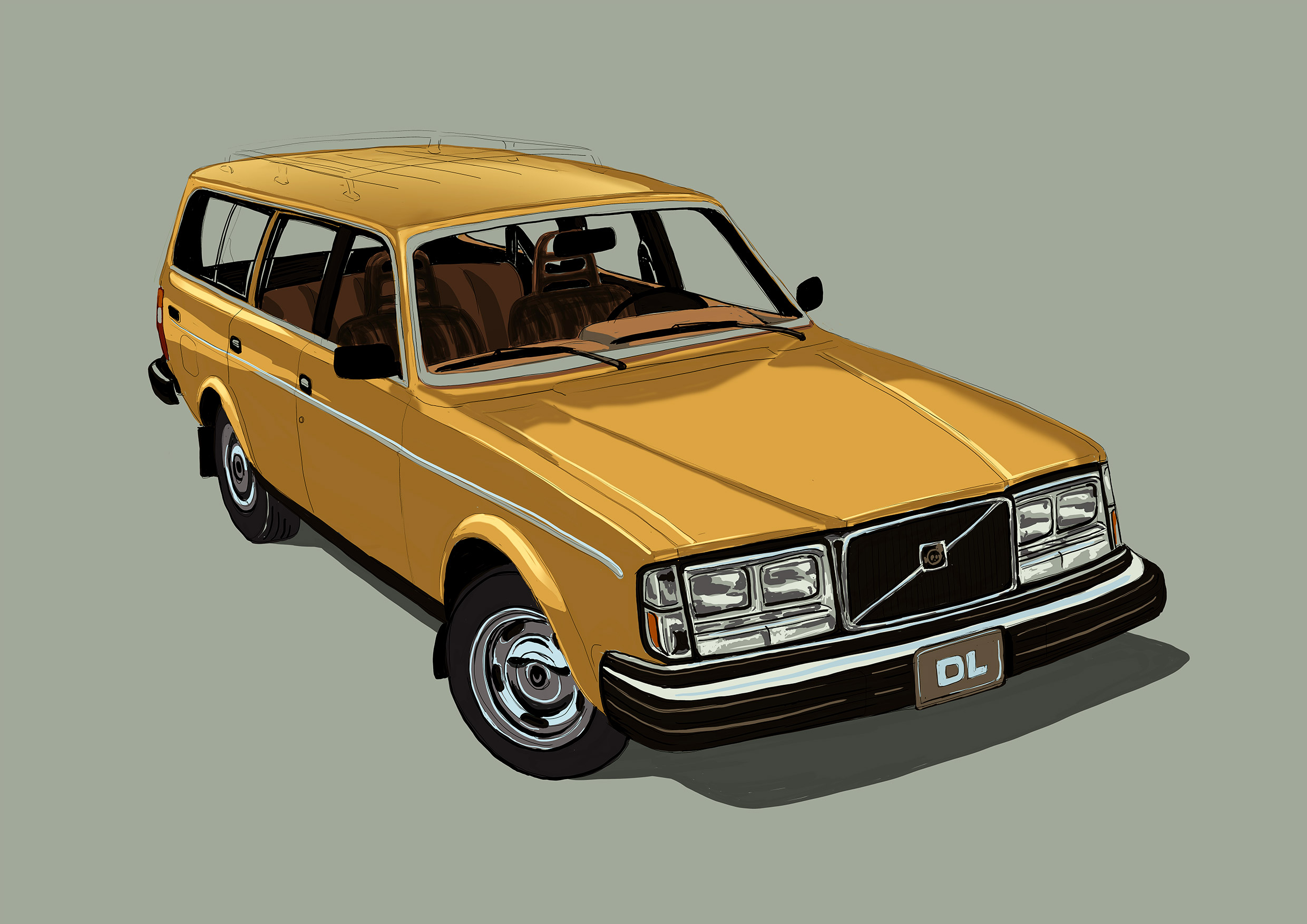 Volvo 245 DL Station Wagon digital painting phase 06